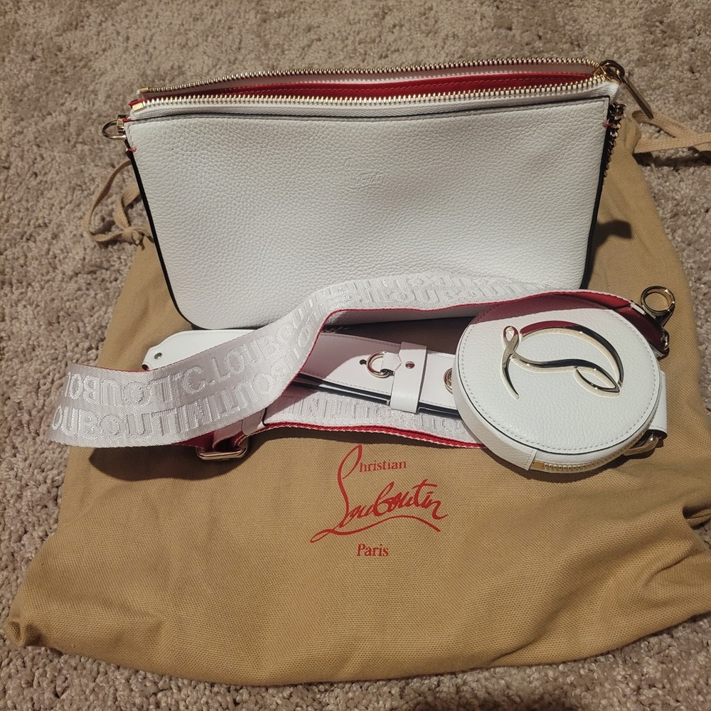 Christian Louboutin White and Gold Crossbody Bag